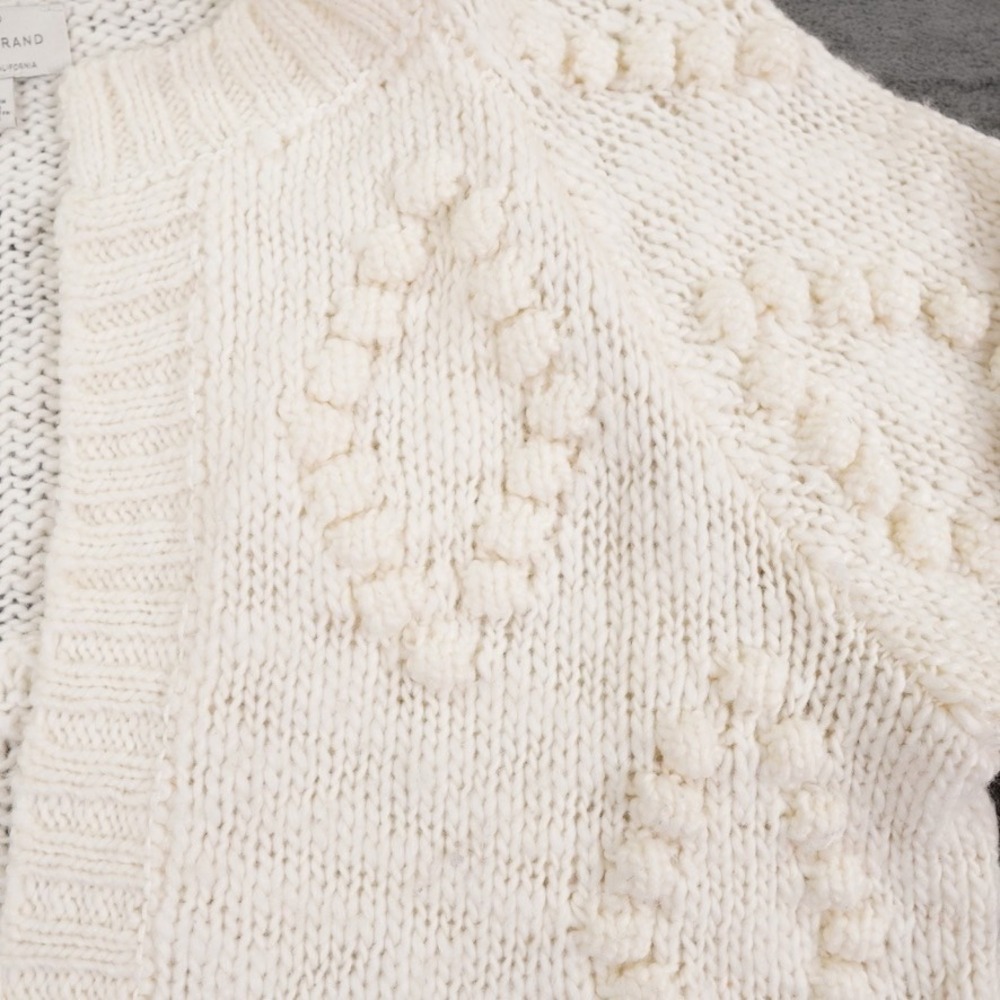 Lucky Brand Cardigan Women Small Chunky Knit Bobble Sleeve Open Front Wool Blend - Picture 4 of 13